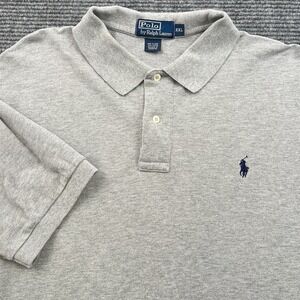 Polo Ralph Lauren Men's 2XL Solid Gray Polo Shirt Thick 100% Cotton Pony